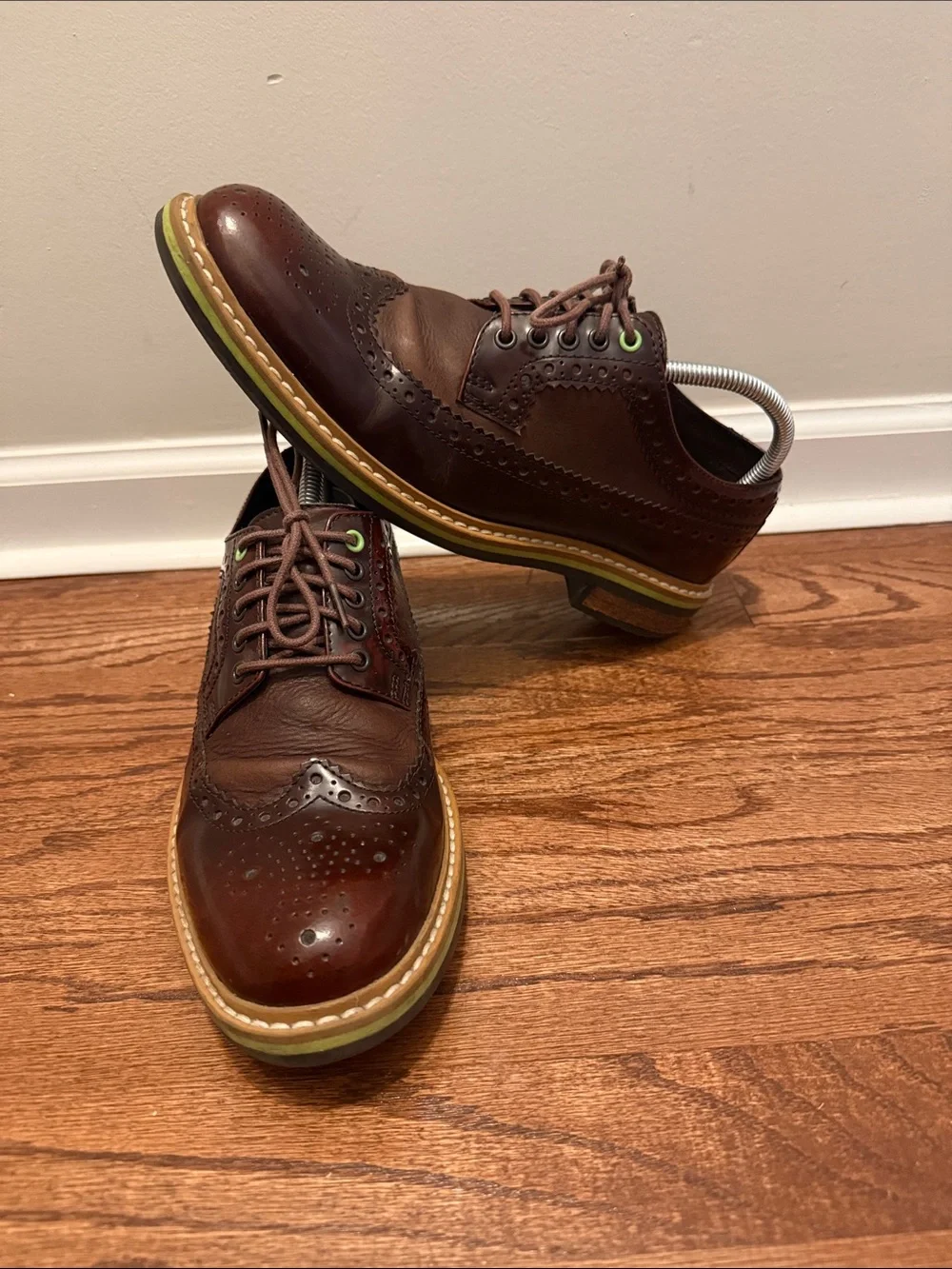 Clarks Men's Dark Brown Brogue Lace-Up Oxfords with Green Eyelets